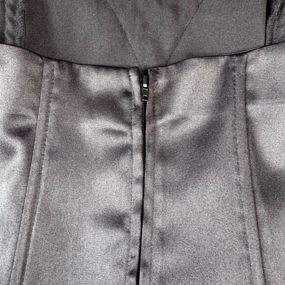 MANDEES Y2K SMALL BLACK & WHITE EMBELLISHED SHEER SATIN CORSET TOP DARK FEMININE - Picture 6 of 8